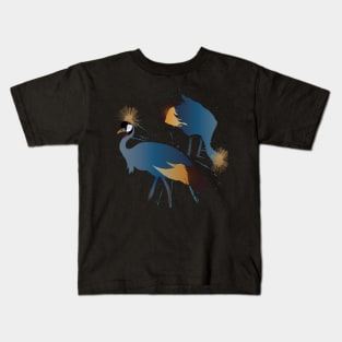 blue crane birds Kids T-Shirt